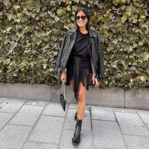 Zara Printed Fringe Skirt